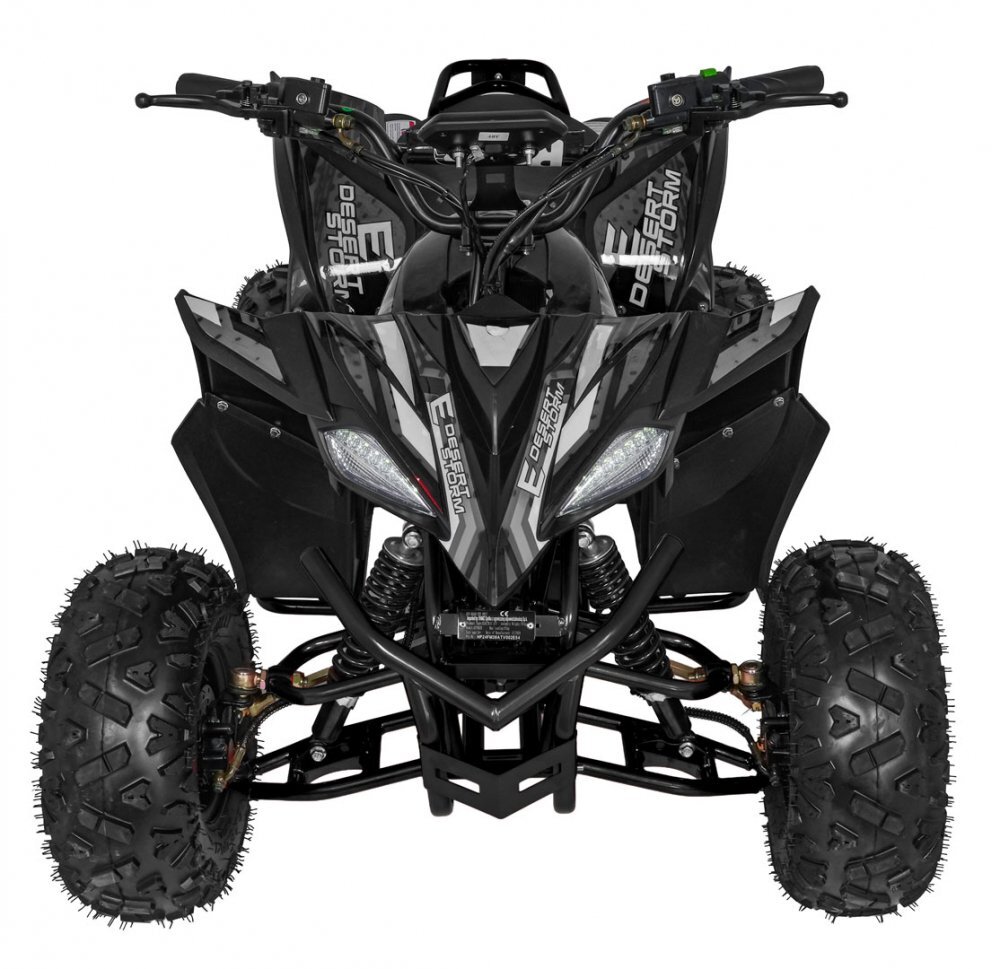 Ramiz ATV electric pentru copii Desert Storm Black Motor 800W baterie 48V20Ah panoul de bord iluminat cu afisaj viteza kilometraj si incarcare pornire la cheie cu marsarier cutie de viteze automata pana la 40 kmh