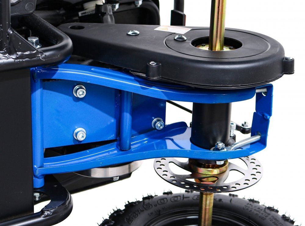 Ramiz Atv electric pentru copii Hiperfect Blue cu motor 1000W baterie de 48V12Ah viteza 35 kmh cadrul din metal armat echipat cu roti pneumatice suspensii faruri LED frontale claxon integrat pornire cu cheie