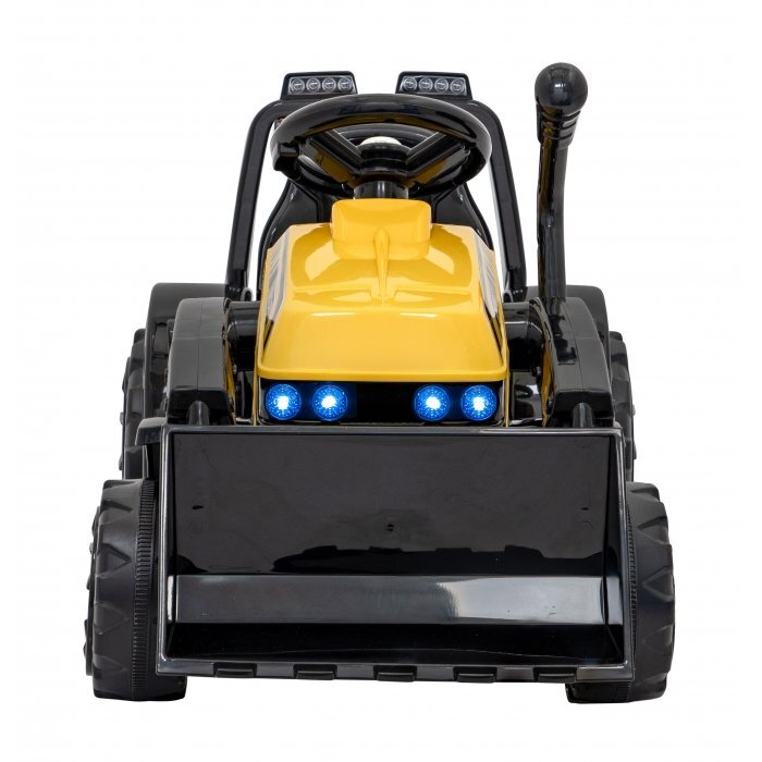 Ramiz Buldozer electric pentru copii 6V cupa mobila 86x40x42 cm galben 25W cu sunete lumini si claxon