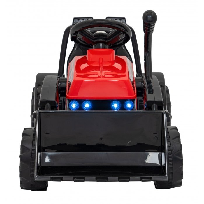 Ramiz Buldozer electric pentru copii 6V cupa mobila 86x40x42 cm rosu 25W cu sunete lumini si claxon