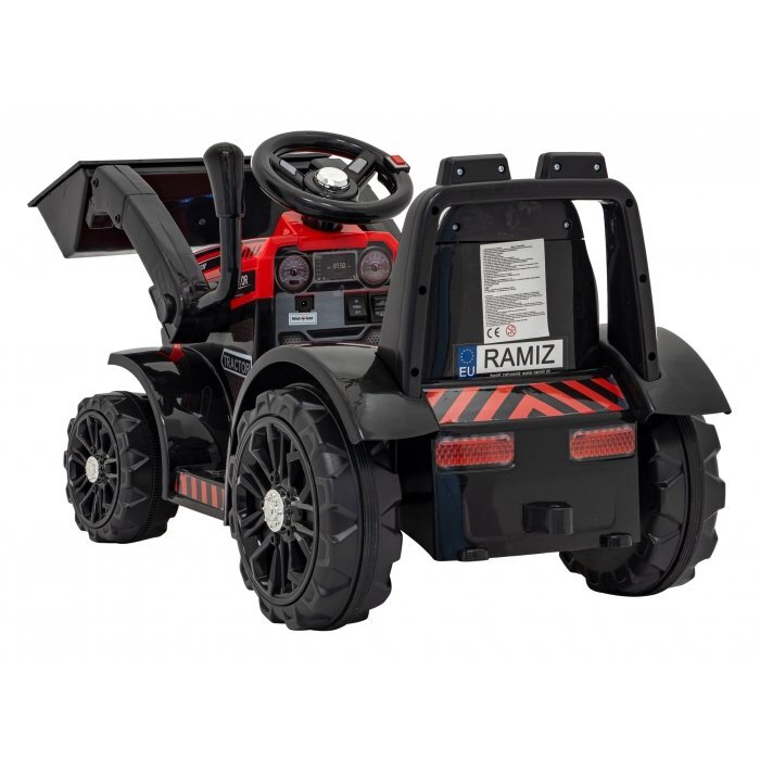 Ramiz Buldozer electric pentru copii 6V cupa mobila 86x40x42 cm rosu 25W cu sunete lumini si claxon