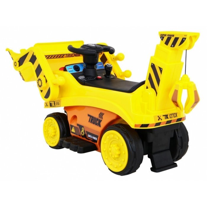 Ramiz Excavator electric pentru copii galben 30W cu panou audio cupa mobila si lumini