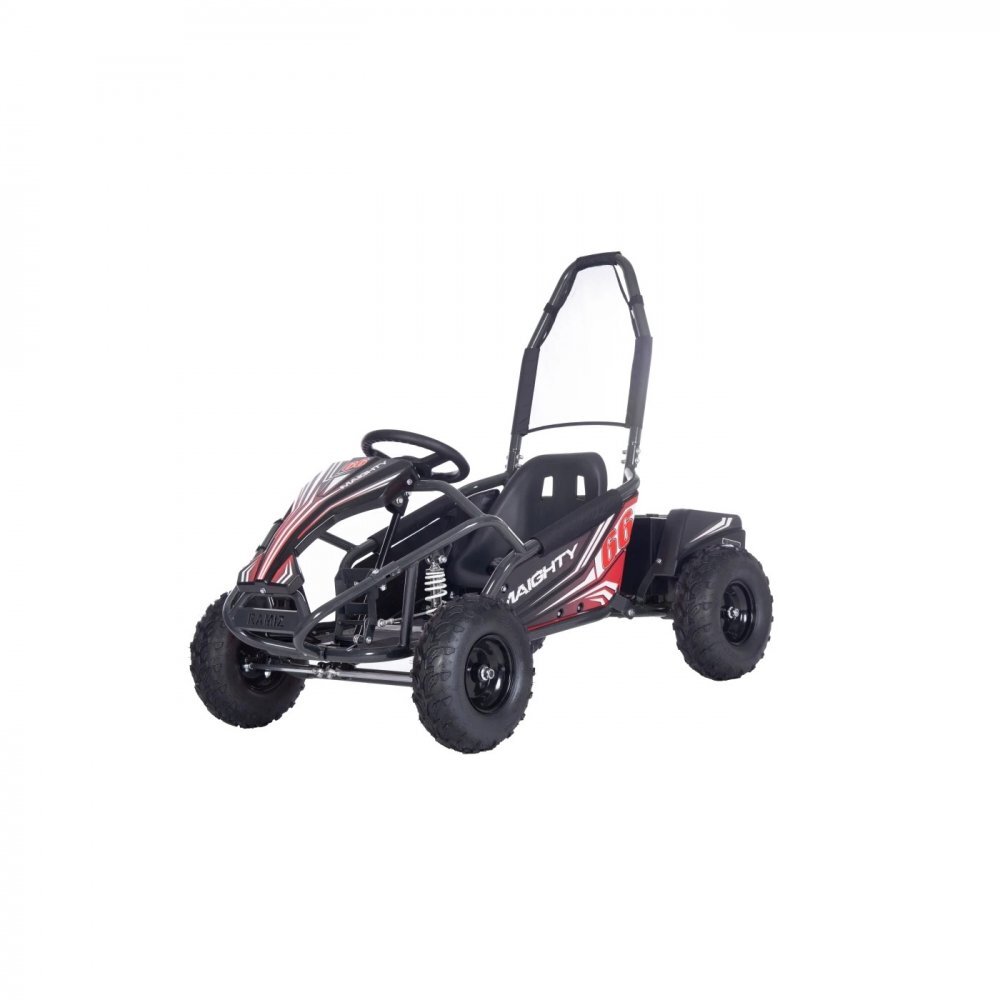 Ramiz Kart electric pentru copii Gokart Maighty Black putere 1000W48V baterie 48V12Ah vitexa maxima 30 kmh scaun reglabil frane hidraulice cu disc amortizoare anvelope gonflabile cu suspensii si scaun reglabil