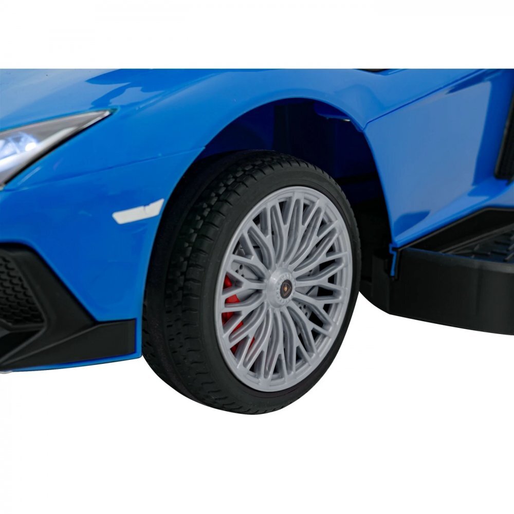 Ramiz Masinuta copii de impins Lamborghini Aventador Blue cu maner parental detasabil sunete si lumini LED roti din cauciuc suport pentru picioare bara de protectie greutate maxima admisa 30 kg