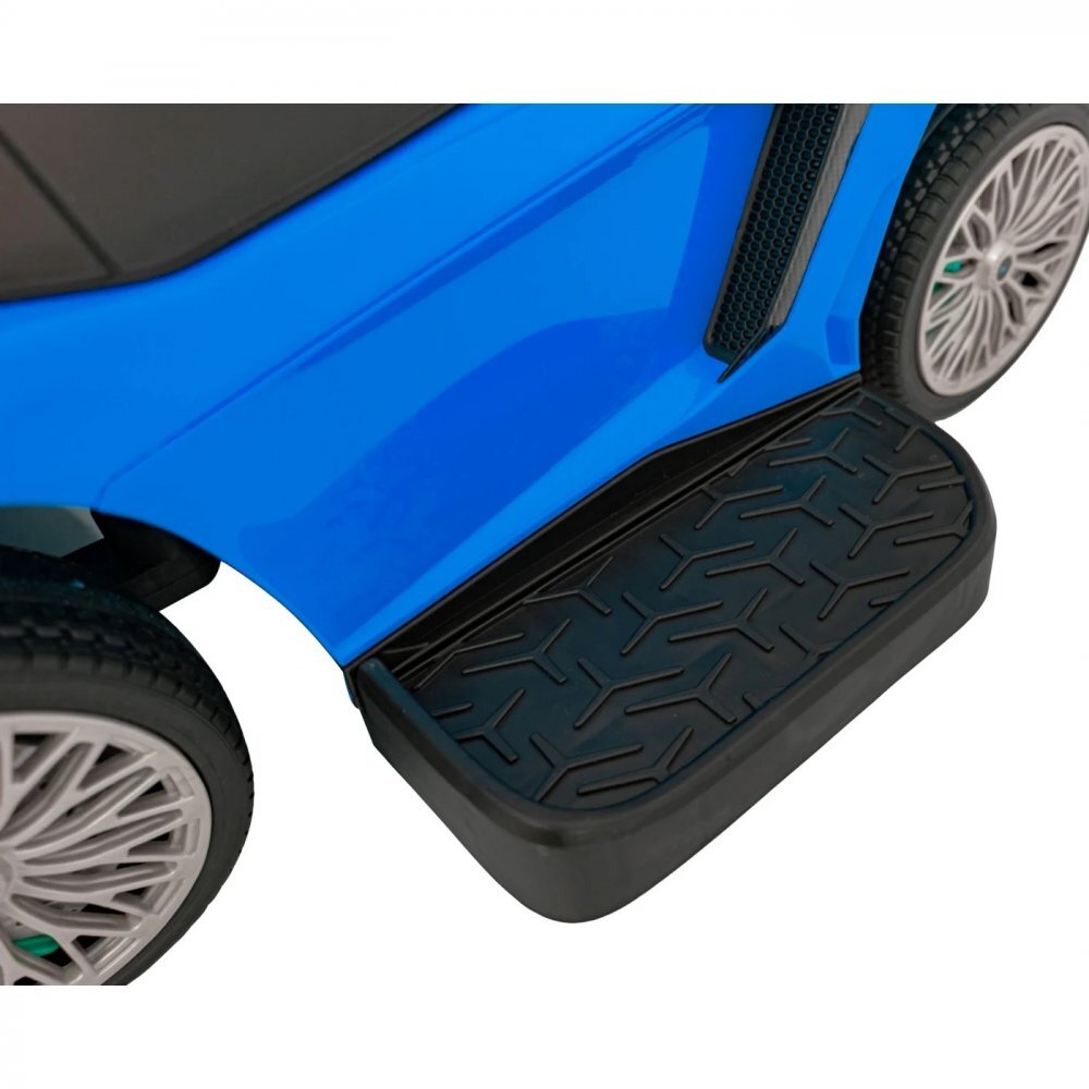 Ramiz Masinuta copii de impins Lamborghini Aventador Blue cu maner parental detasabil sunete si lumini LED roti din cauciuc suport pentru picioare bara de protectie greutate maxima admisa 30 kg