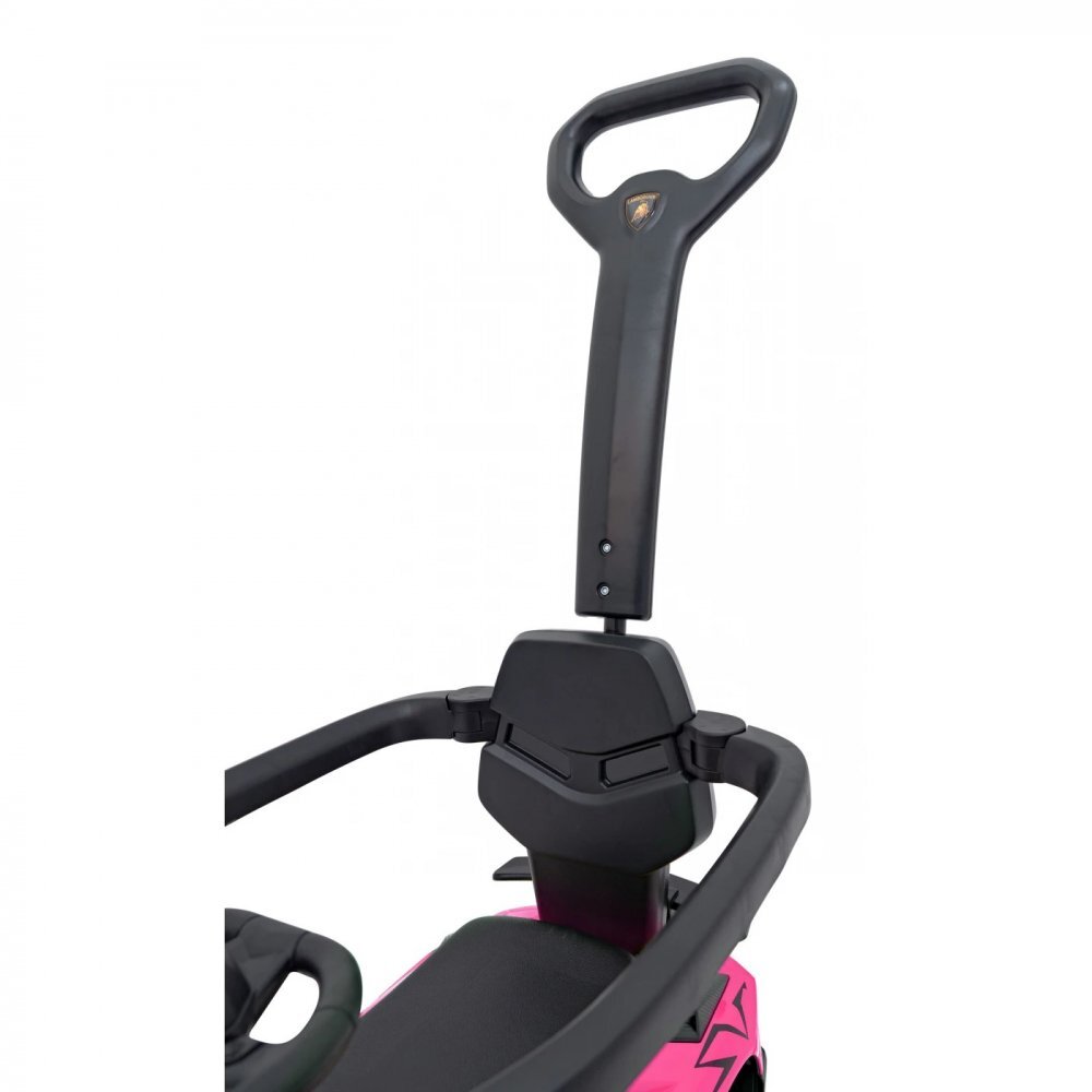 Ramiz Masinuta copii de impins Lamborghini Aventador Blue Pink cu maner parental detasabil sunete si lumini LED roti din cauciuc suport pentru picioare bara de protectie greutate maxima admisa 30 kg