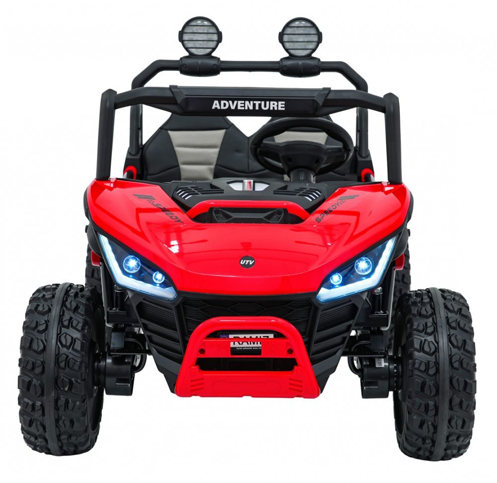 Ramiz Masinuta electrica de teren 4x4 pentru copii Buggy Red motor 4 x 200W baterie 2 x 12V10Ah slow start telecomanda 2.4 GHz cu 3 viteze suspensii panou audio integrat