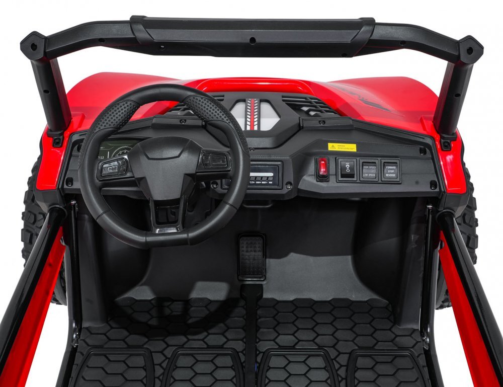 Ramiz Masinuta electrica de teren 4x4 pentru copii Buggy Red motor 4 x 200W baterie 2 x 12V10Ah slow start telecomanda 2.4 GHz cu 3 viteze suspensii panou audio integrat