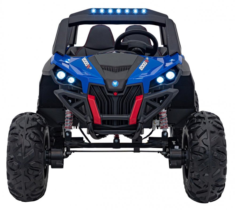 Ramiz Masinuta electrica de teren 4x4 pentru copii UTV-MX 2000N blue motor 4 x 75W baterie 2 x 12V7Ah telecomanda 24 GHz cu 3 viteze panou audio integrat roti eva