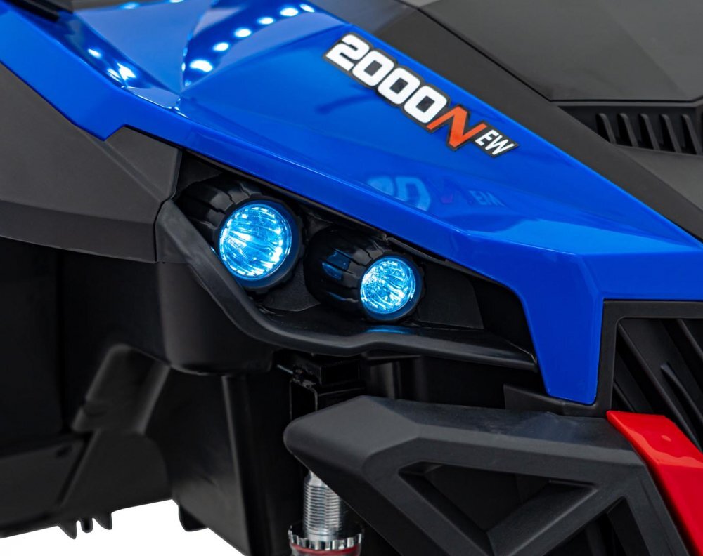 Ramiz Masinuta electrica de teren 4x4 pentru copii UTV-MX 2000N blue motor 4 x 75W baterie 2 x 12V7Ah telecomanda 24 GHz cu 3 viteze panou audio integrat roti eva