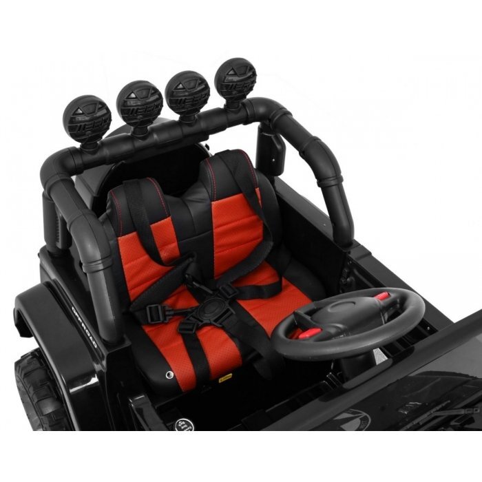 Ramiz Masinuta electrica pentru copii Brd-7588 negru 140W cu telecomanda suspensii lumini panou audio claxon scaun piele si roti Eva