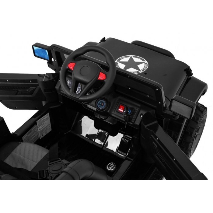Ramiz Masinuta electrica pentru copii Brd-7588 negru 140W cu telecomanda suspensii lumini panou audio claxon scaun piele si roti Eva