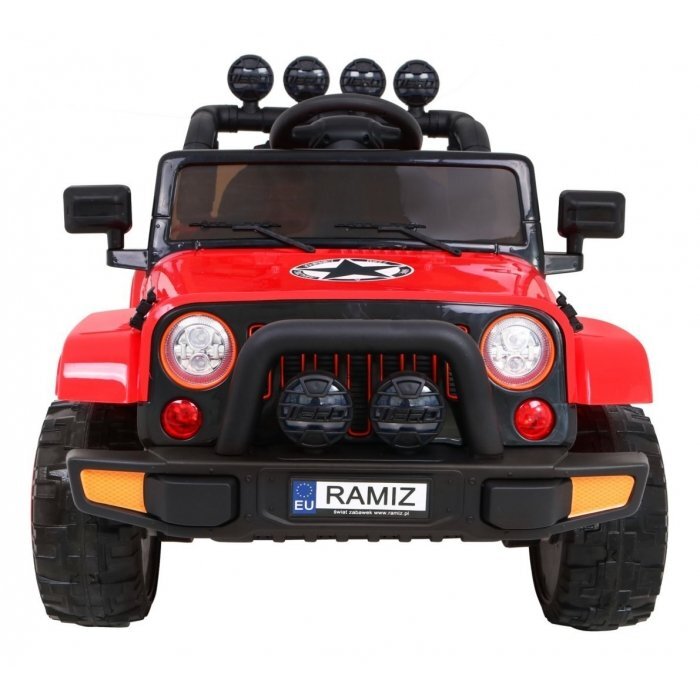 Ramiz Masinuta electrica pentru copii Brd-7588 rosu 140W cu telecomanda suspensii lumini panou audio claxon scaun piele si roti Eva