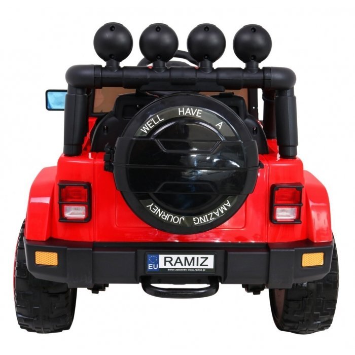 Ramiz Masinuta electrica pentru copii Brd-7588 rosu 140W cu telecomanda suspensii lumini panou audio claxon scaun piele si roti Eva