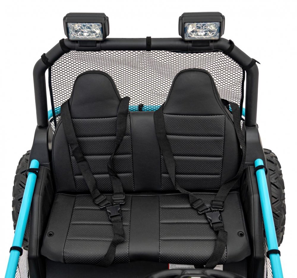 Ramiz Masinuta electrica pentru copii Buggy Faster Blue motor 2 x 150W baterie 24V10Ah telecomanda 2.4 GHz 3 viteze panou audio integrat amortizoare