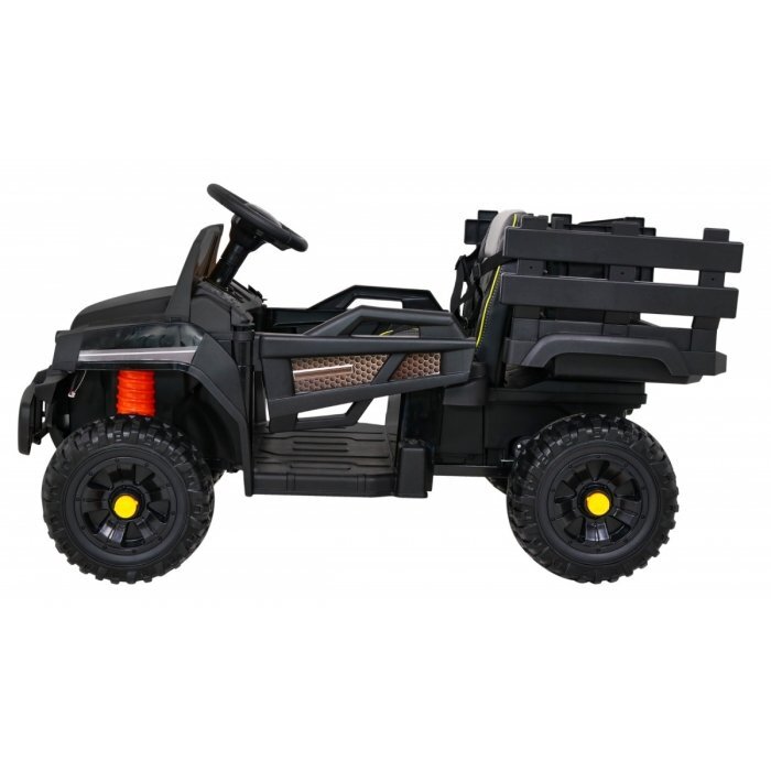 Ramiz Masinuta electrica pentru copii Farmer Pick-Up Negru 70W cu telecomanda scaun tapitat roti Eva deschidere usi telecomanda si lumini