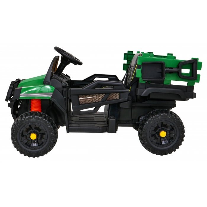 Ramiz Masinuta electrica pentru copii Farmer Pick-Up Verde 70W cu telecomanda scaun tapitat roti Eva deschidere usi telecomanda si lumini
