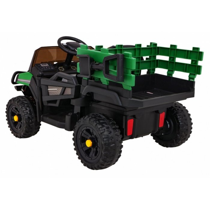 Ramiz Masinuta electrica pentru copii Farmer Pick-Up Verde 70W cu telecomanda scaun tapitat roti Eva deschidere usi telecomanda si lumini