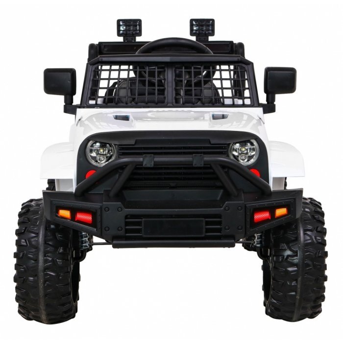 Ramiz Masinuta electrica pentru copii Jeep Dark Night alb 70W cu telecomanda suspensii si lumini scaun piele si panou audio