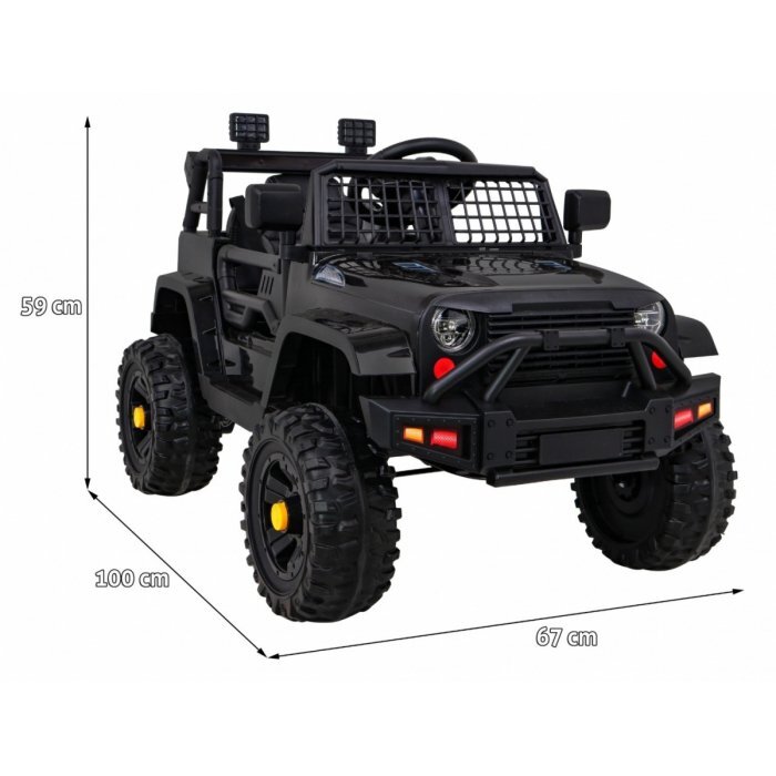 Ramiz Masinuta electrica pentru copii Jeep Dark Night negru 70W cu telecomanda suspensii si lumini scaun piele si panou audio