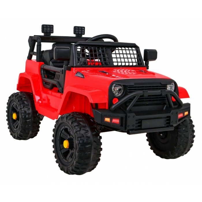 Ramiz Masinuta electrica pentru copii Jeep Dark Night rosu 70W cu telecomanda suspensii si lumini scaun piele si panou audio