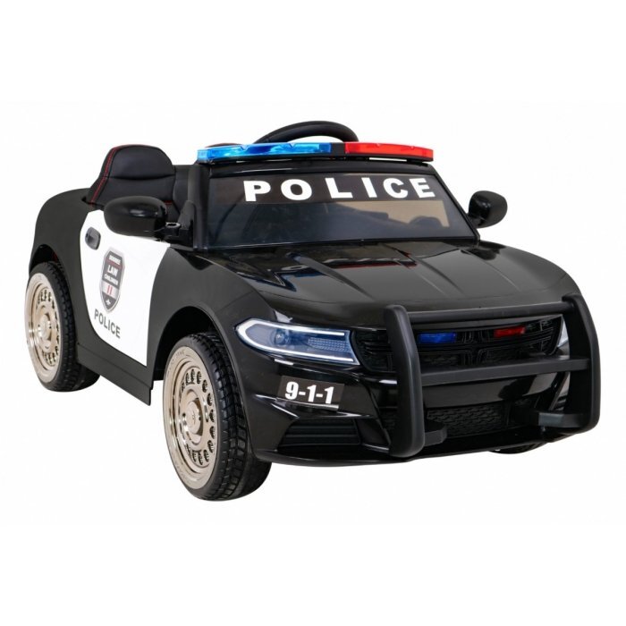 Ramiz Masinuta electrica pentru copii Super-Police negru 70W cu telecomanda amortizoare luminipanou audio scaun piele si roti din spuma Eva