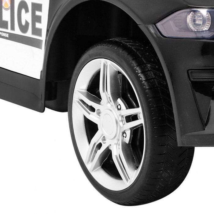 Ramiz Masinuta electrica pentru copii T Sport Police Negru 70W cu telecomanda suspensii roi Eva scaun piele sunete si lumini