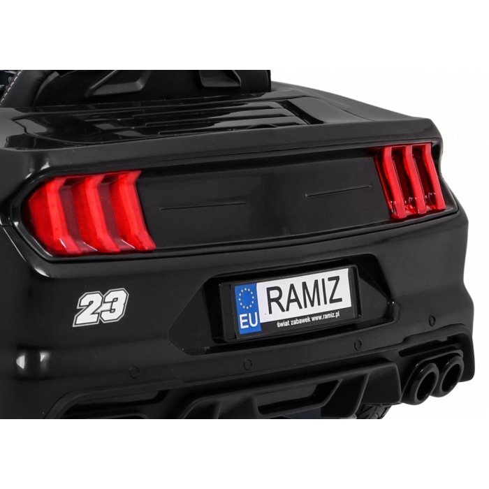 Ramiz Masinuta electrica pentru copii T Sport Police Negru 70W cu telecomanda suspensii roi Eva scaun piele sunete si lumini