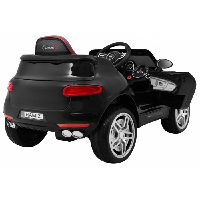 Ramiz Masinuta electrica pentru copii Turbo-S negru 60W cu telecomanda sunete suspensii panou audio si roti din spuma Eva