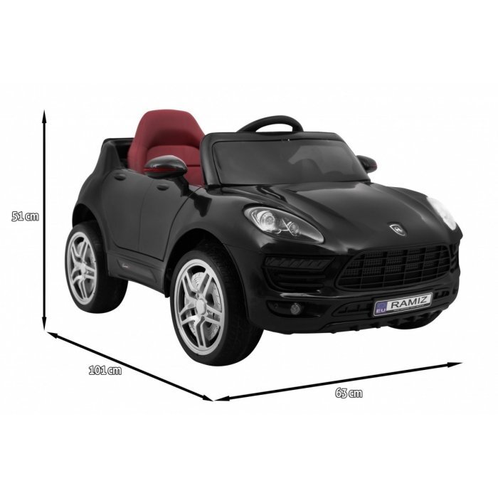 Ramiz Masinuta electrica pentru copii Turbo-S negru 60W cu telecomanda sunete suspensii panou audio si roti din spuma Eva