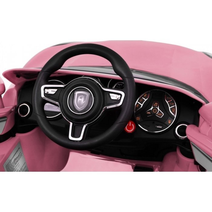 Ramiz Masinuta electrica pentru copii Turbo-S roz 60W cu telecomanda sunete suspensii panou audio si roti din spuma Eva