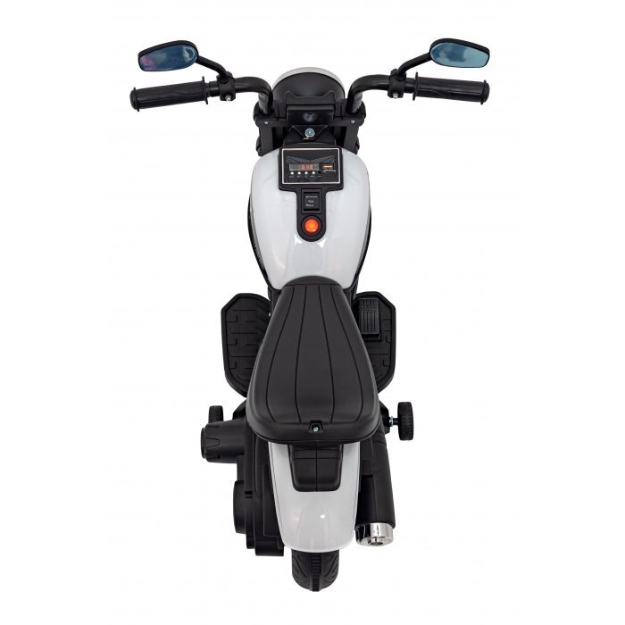 Ramiz Motocicleta electrica pentru copii Chopper Faster AHL008 78x30x55 cm alb 20W cu lumini panou audio si indicator incarcare