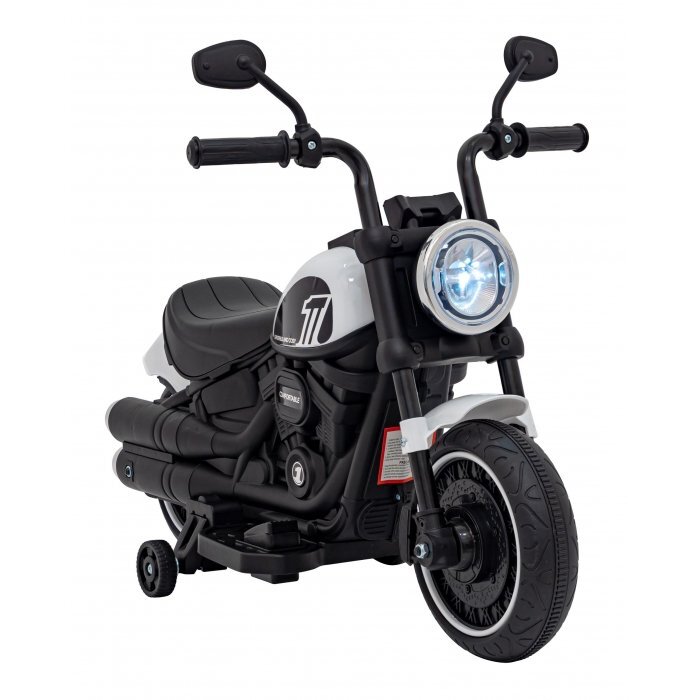 Ramiz Motocicleta electrica pentru copii Chopper Faster AHL008 78x30x55 cm alb 20W cu lumini panou audio si indicator incarcare