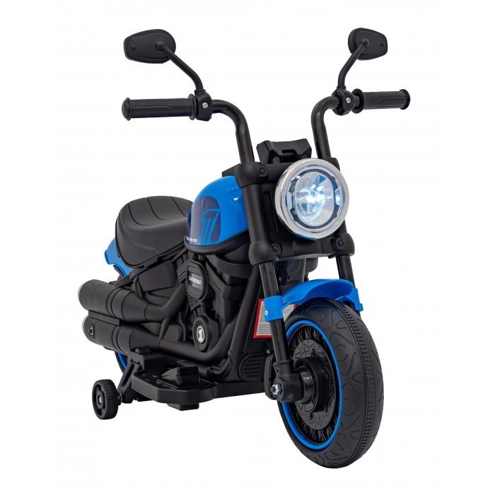 Ramiz Motocicleta electrica pentru copii Chopper Faster AHL008 78x30x55 cm albastru 20W cu lumini panou audio si indicator incarcare