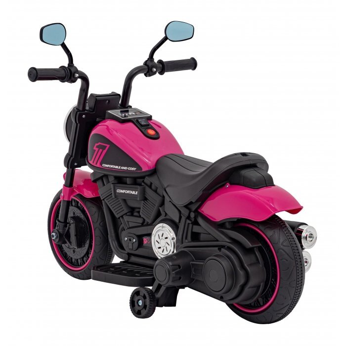 Ramiz Motocicleta electrica pentru copii Chopper Faster AHL008 78x30x55 cm roz 20W cu lumini panou audio si indicator incarcare
