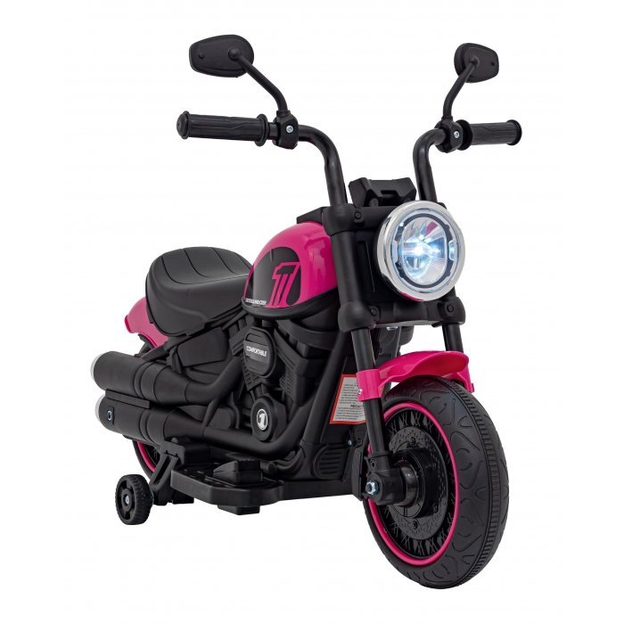 Ramiz Motocicleta electrica pentru copii Chopper Faster AHL008 78x30x55 cm roz 20W cu lumini panou audio si indicator incarcare