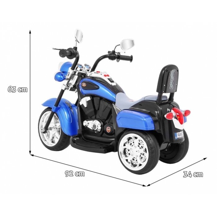 Ramiz Motocicleta electrica pentru copii Chopper NightBike albastru TR1501 cu lumini si panou audio 92x34x63 cm