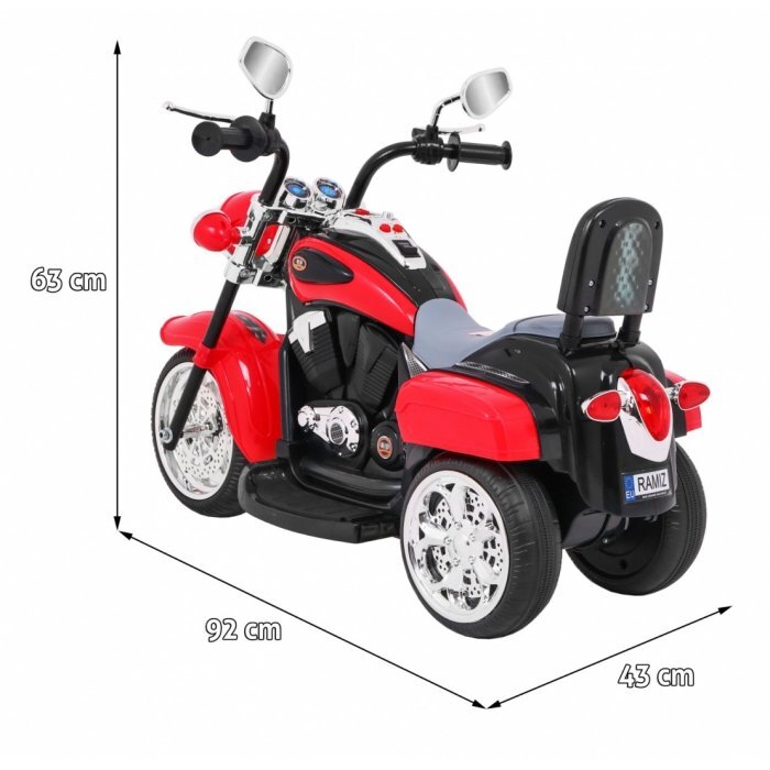 Ramiz Motocicleta electrica pentru copii Chopper NightBike rosu TR1501 cu lumini si panou audio 92x34x63 cm