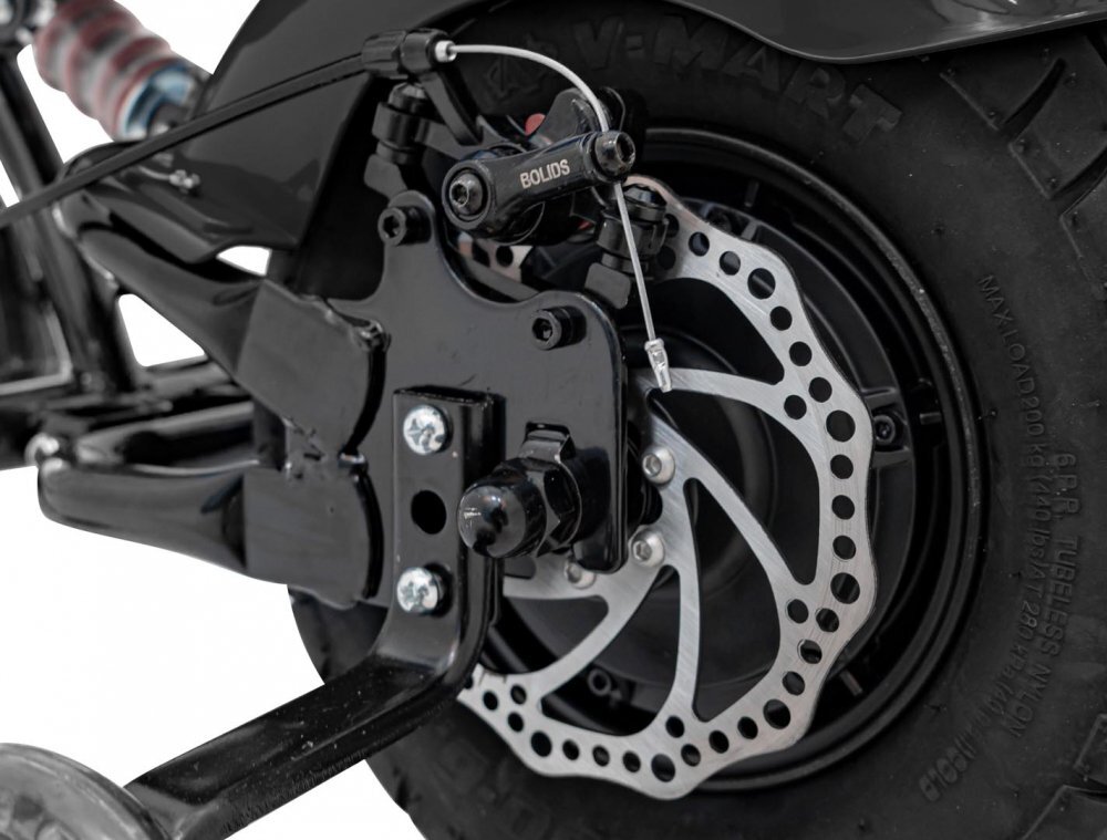 Ramiz Motocicleta electrica pentru copii Chopper Warrior Black motor de 350W cu doua baterii de 18V9Ah pornire prin buton cu rotile gonflabile panou audio integrat cu MP3 USB lumini LED sarcina maxima 80 kg