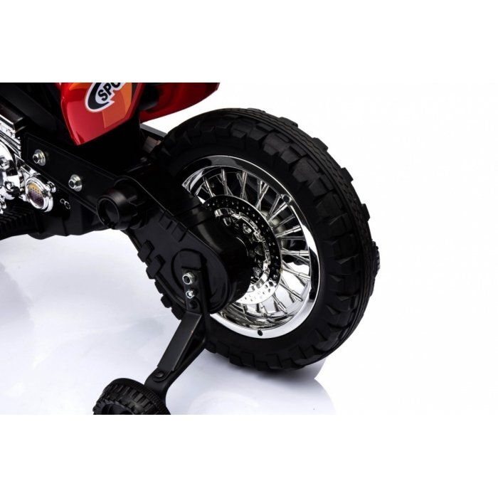 Ramiz Motocicleta electrica pentru copii Cross BDM0912 Rosu cu 2 roti ajutatoare lumini si panou audio