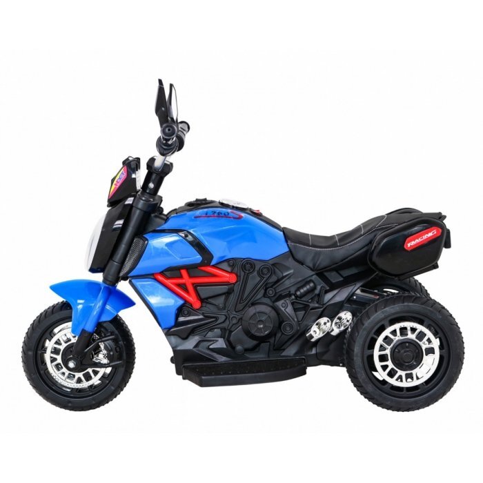 Ramiz Motocicleta electrica pentru copii Fast Tourist 83x35x63 cm albasstru 18W cu lumini scaun piele si panou audio