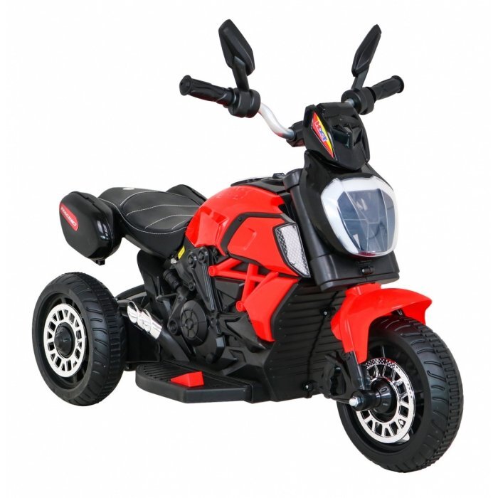 Ramiz Motocicleta electrica pentru copii Fast Tourist 83x35x63 cm rosu 18W cu lumini scaun piele si panou audio