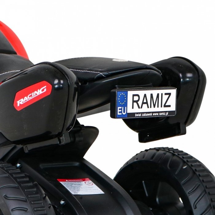Ramiz Motocicleta electrica pentru copii Fast Tourist 83x35x63 cm rosu 18W cu lumini scaun piele si panou audio