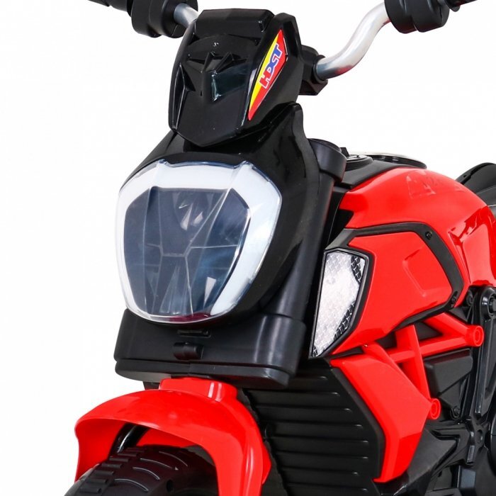 Ramiz Motocicleta electrica pentru copii Fast Tourist 83x35x63 cm rosu 18W cu lumini scaun piele si panou audio