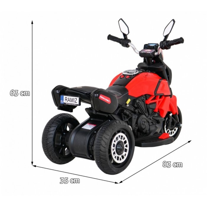 Ramiz Motocicleta electrica pentru copii Fast Tourist 83x35x63 cm rosu 18W cu lumini scaun piele si panou audio