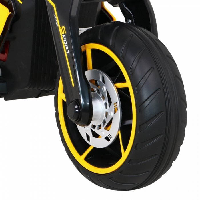 Ramiz Motocicleta electrica pentru copii Future LL8001-A galben 50W cu panou audio si roti din spuma Eva 109x54x68 cm