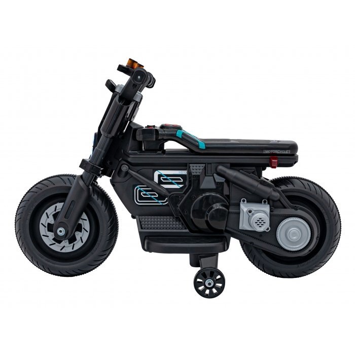 Ramiz Motocicleta electrica pentru copii Future QLS-805 cu 2 roti ajutatoare negru 25w cu luminis i panou audio 88x46x56 cm
