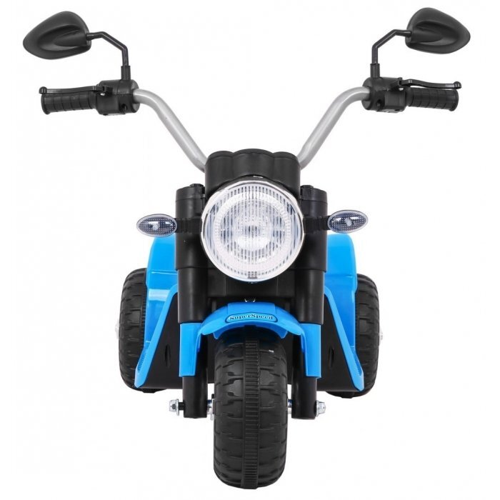 Ramiz Motocicleta electrica pentru copii MiniBike 71x53x57 cm albastru cu scaun piele panou audio sunete si lumini
