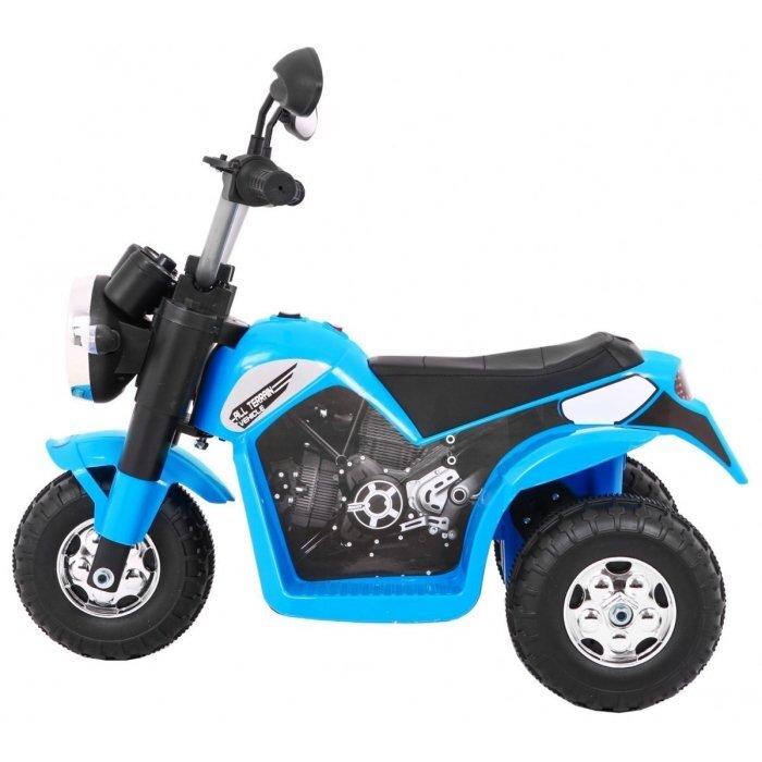Ramiz Motocicleta electrica pentru copii MiniBike 71x53x57 cm albastru cu scaun piele panou audio sunete si lumini