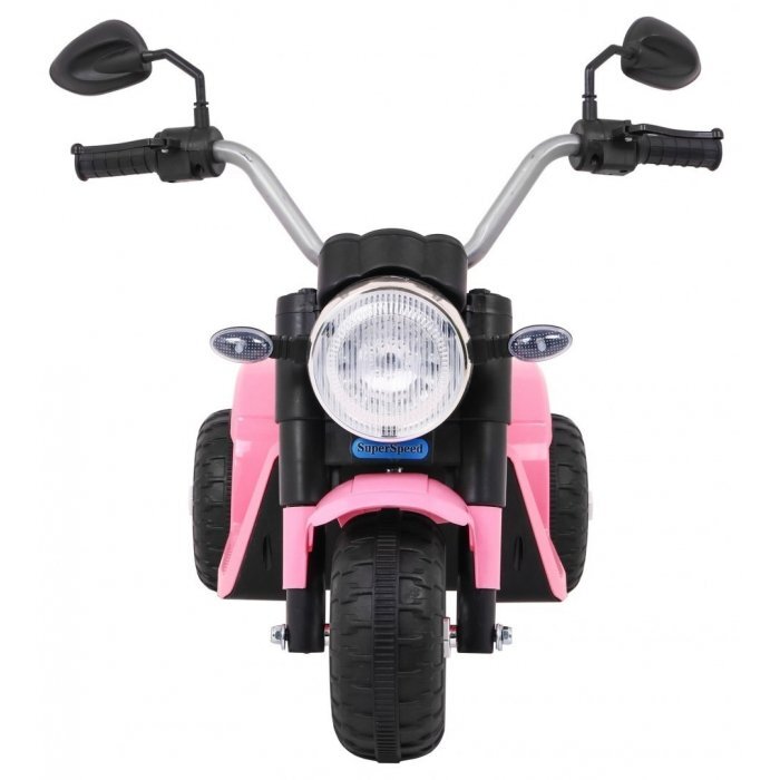 Ramiz Motocicleta electrica pentru copii MiniBike 71x53x57 cm roz cu scaun piele panou audio sunete si lumini